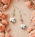 Labradorite and Ceramic Elephant Earrings