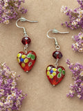 Red Glass Heart Earrings