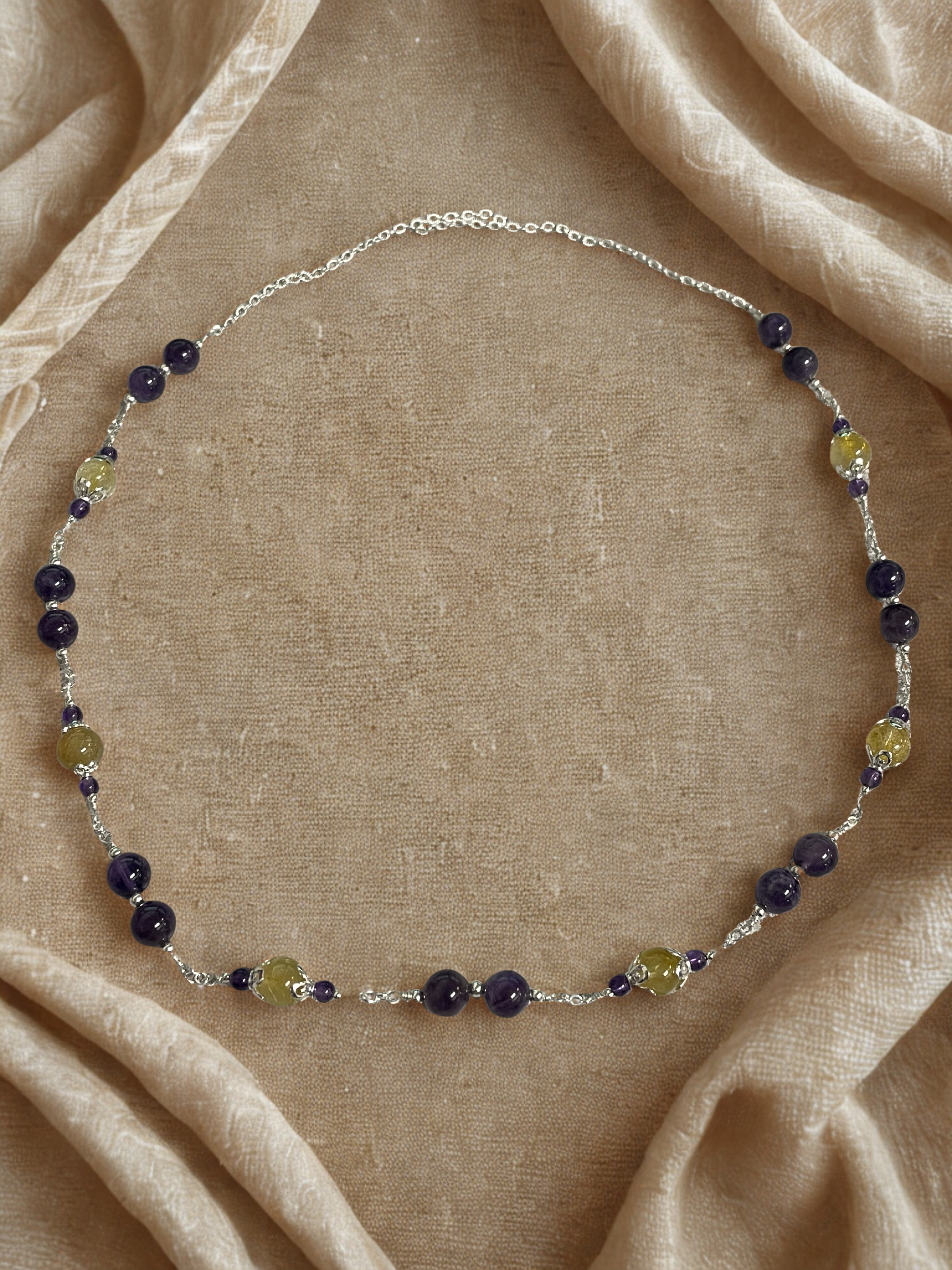 Amethyst and Golden Rutile Necklace