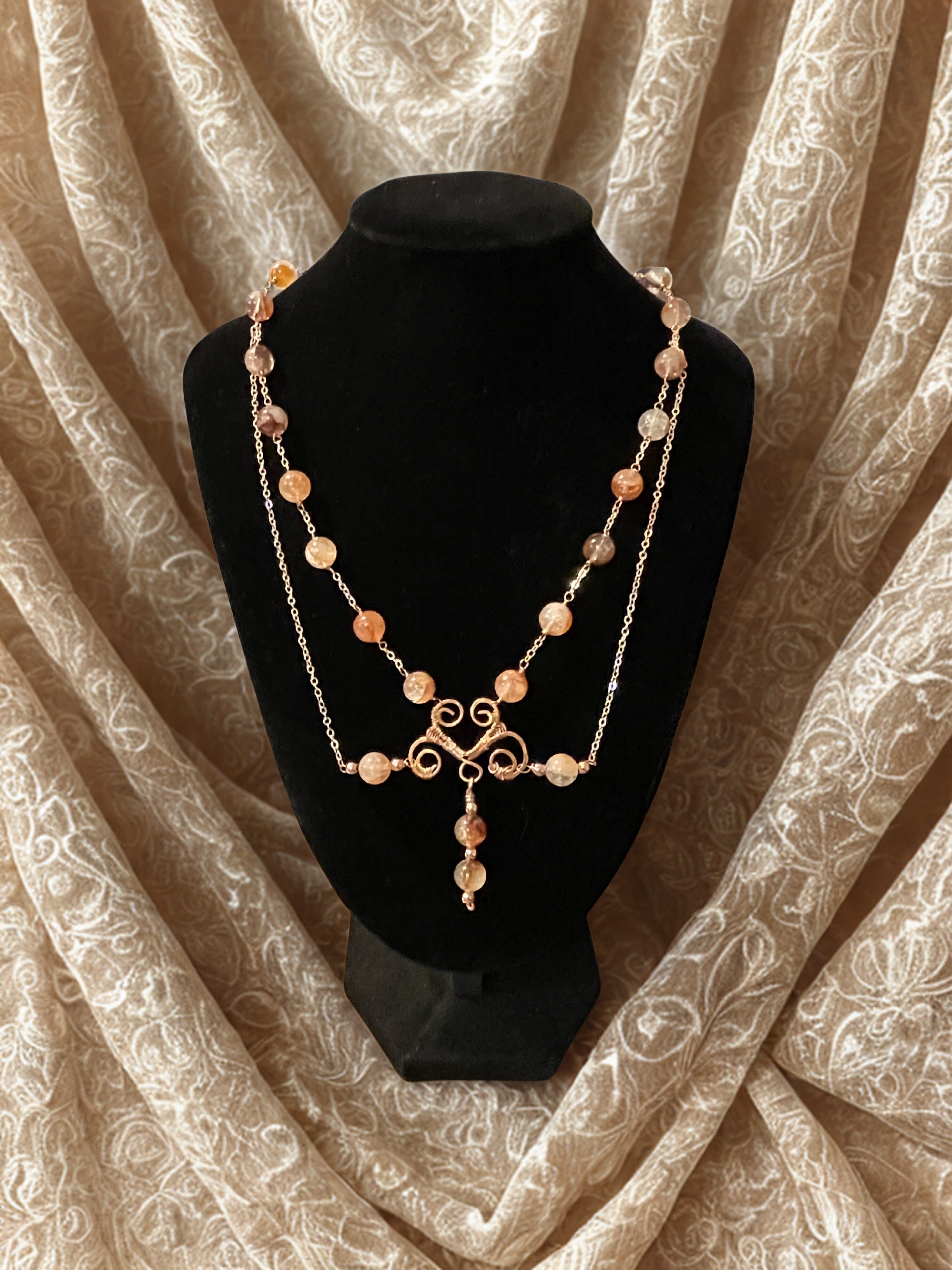 Fire Quartz and Copper Necklace