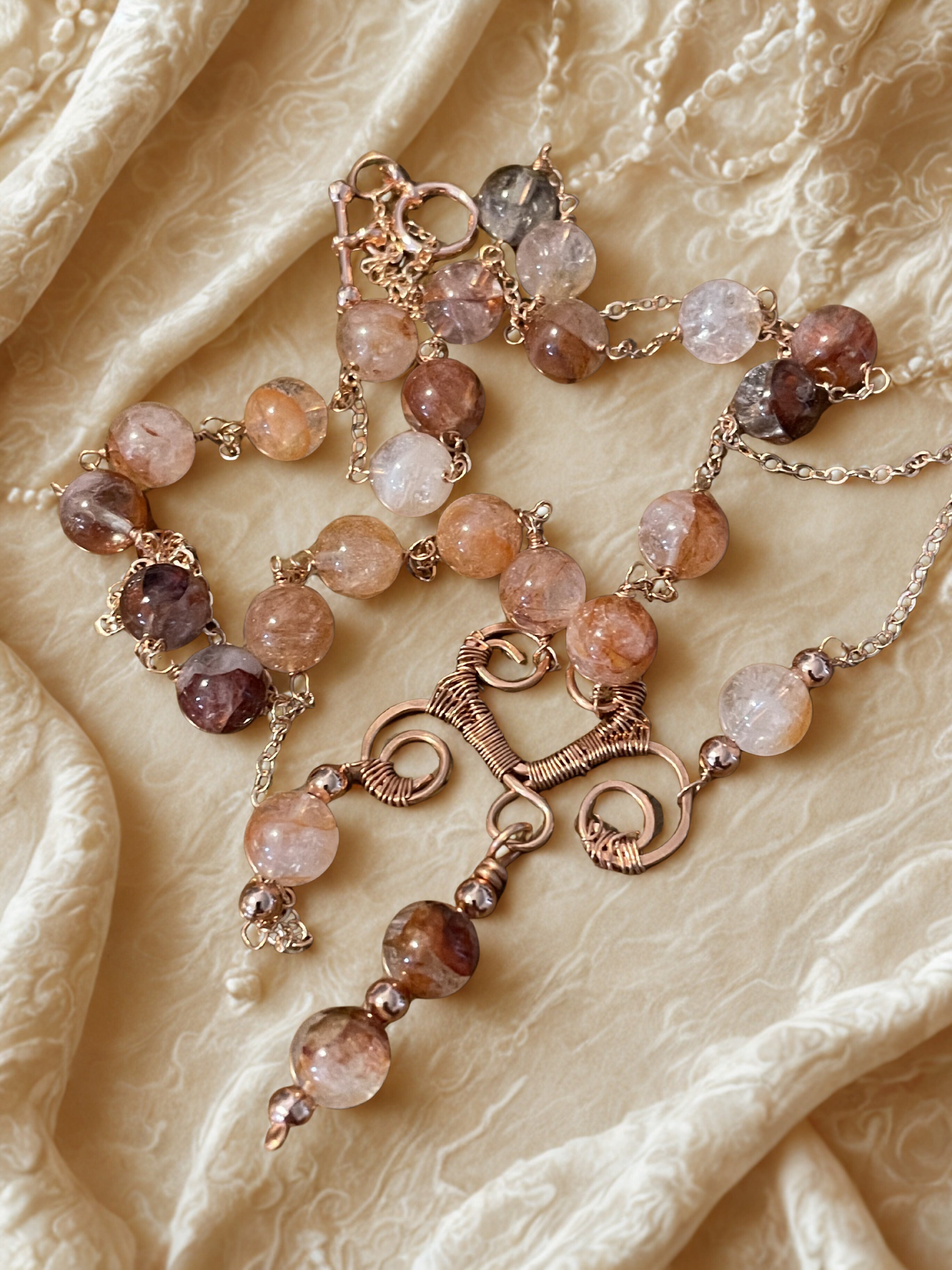 Fire Quartz and Copper Necklace